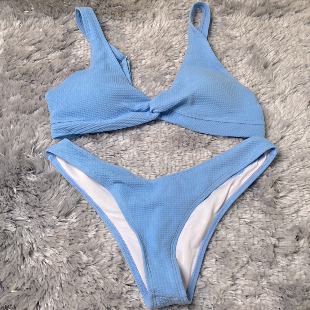 Zaful Light Blue Bikini Swimsuit Set Size 8 Excellent Condition